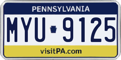 PA license plate MYU9125