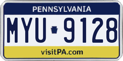 PA license plate MYU9128