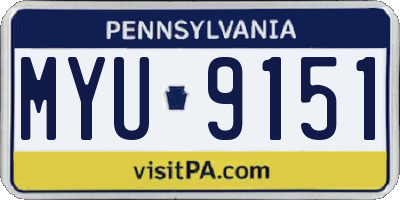 PA license plate MYU9151