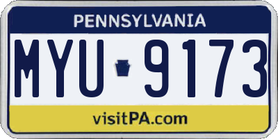 PA license plate MYU9173