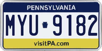 PA license plate MYU9182