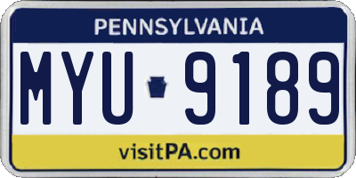 PA license plate MYU9189