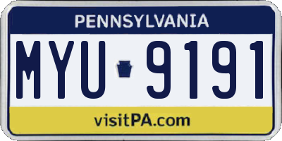 PA license plate MYU9191