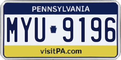 PA license plate MYU9196