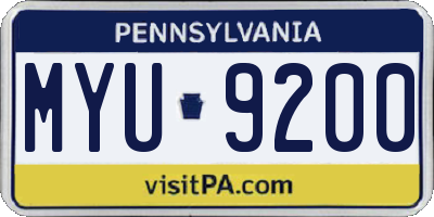 PA license plate MYU9200