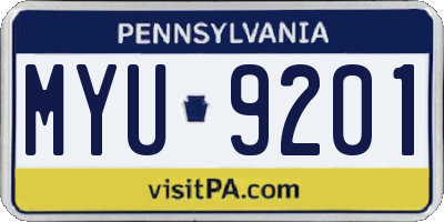 PA license plate MYU9201
