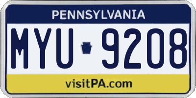 PA license plate MYU9208