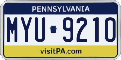 PA license plate MYU9210