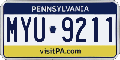 PA license plate MYU9211