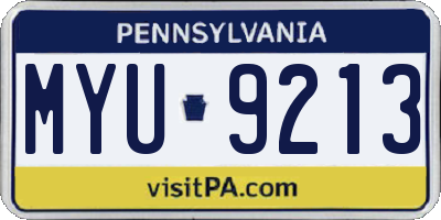 PA license plate MYU9213