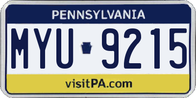 PA license plate MYU9215