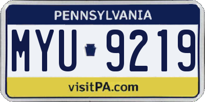 PA license plate MYU9219