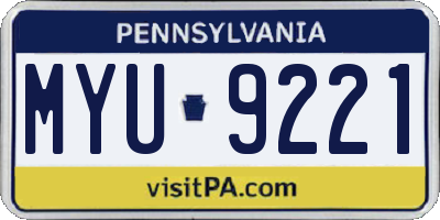 PA license plate MYU9221