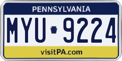 PA license plate MYU9224