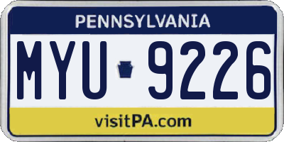 PA license plate MYU9226