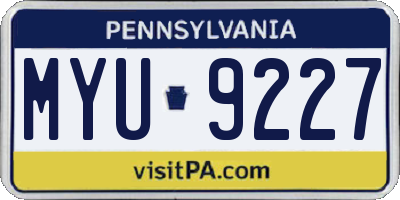 PA license plate MYU9227