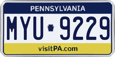 PA license plate MYU9229