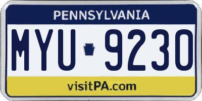 PA license plate MYU9230