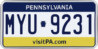 PA license plate MYU9231