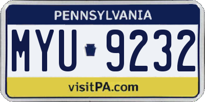 PA license plate MYU9232