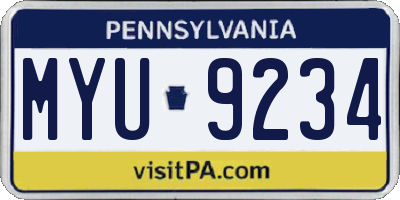 PA license plate MYU9234