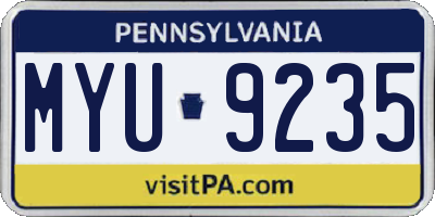 PA license plate MYU9235