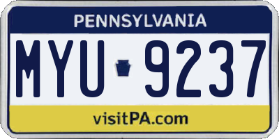 PA license plate MYU9237
