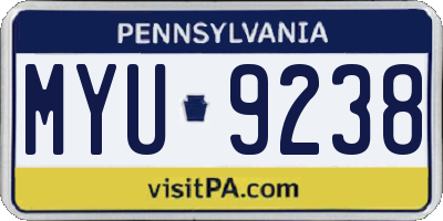 PA license plate MYU9238