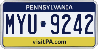 PA license plate MYU9242