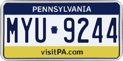 PA license plate MYU9244