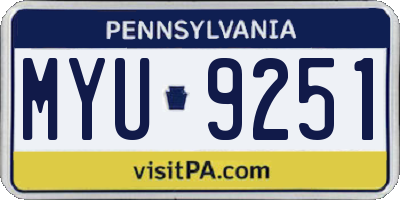PA license plate MYU9251