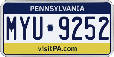 PA license plate MYU9252