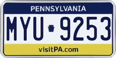 PA license plate MYU9253