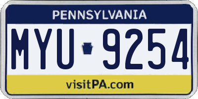 PA license plate MYU9254