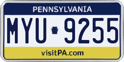 PA license plate MYU9255