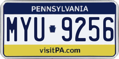 PA license plate MYU9256