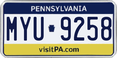 PA license plate MYU9258