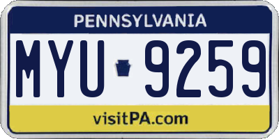 PA license plate MYU9259