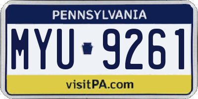 PA license plate MYU9261