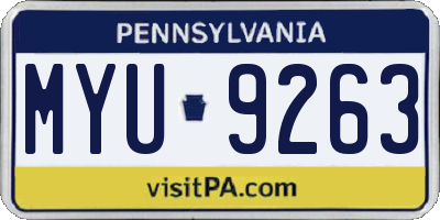 PA license plate MYU9263