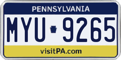 PA license plate MYU9265