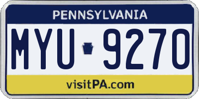 PA license plate MYU9270