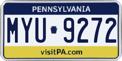 PA license plate MYU9272