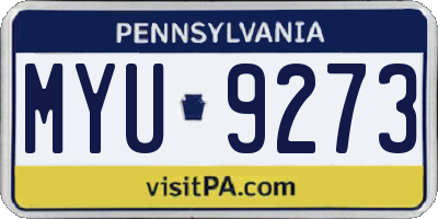 PA license plate MYU9273