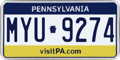 PA license plate MYU9274