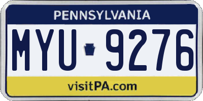 PA license plate MYU9276