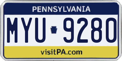 PA license plate MYU9280