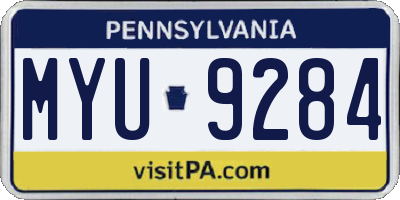 PA license plate MYU9284