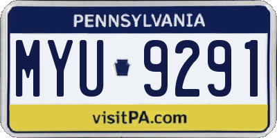PA license plate MYU9291