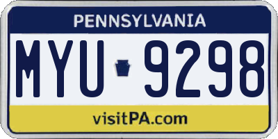 PA license plate MYU9298
